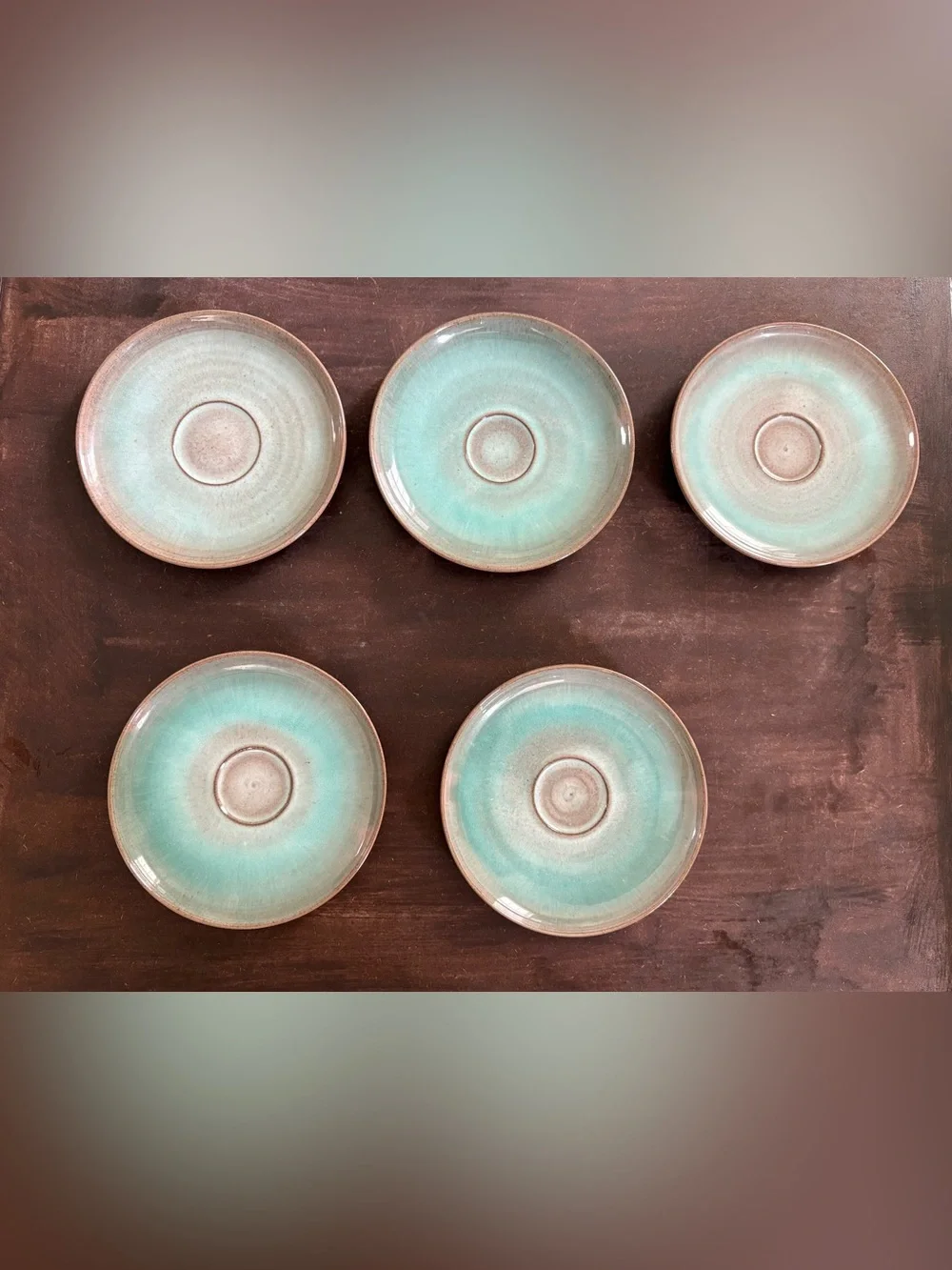 Set of 5 Rare Signed Scheier Pottery Saucers Mid-Century Hand-Thrown Dishware